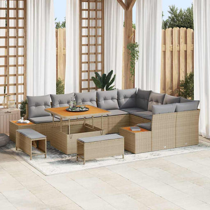 Gartensofa-set 12 pcs Beige Poly-Rattan