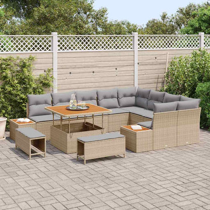 Gartensofa-set 12 pcs Beige Poly-Rattan