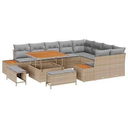 Gartensofa-set 12 pcs Beige Poly-Rattan