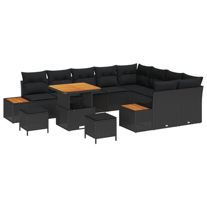 Gartensofa-set 12 pcs Schwarz Poly-Rattan