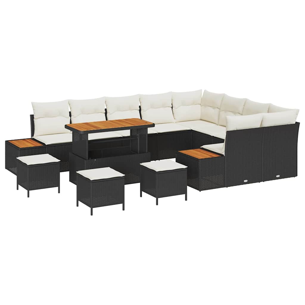 Gartensofa-set 13 pcs Schwarz Poly-Rattan