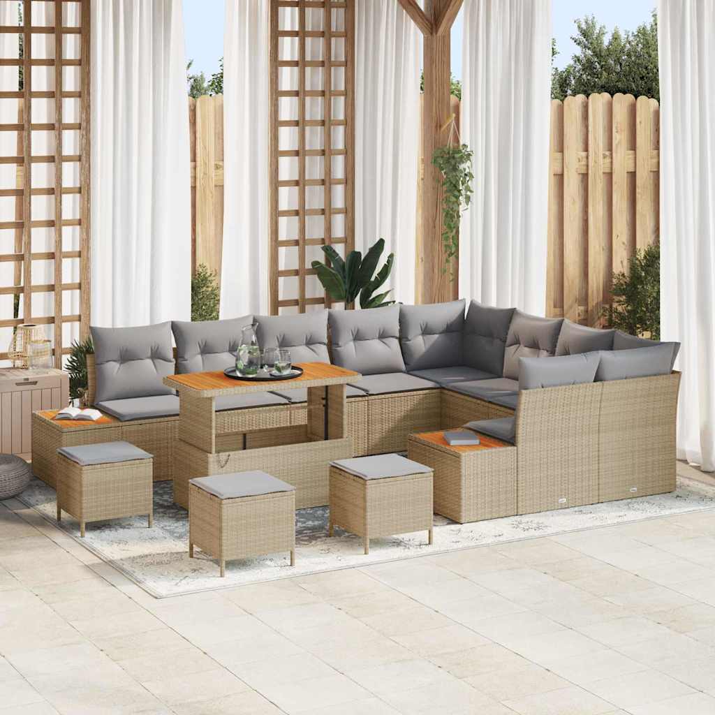 Gartensofa-set 13 pcs Beige Poly-Rattan