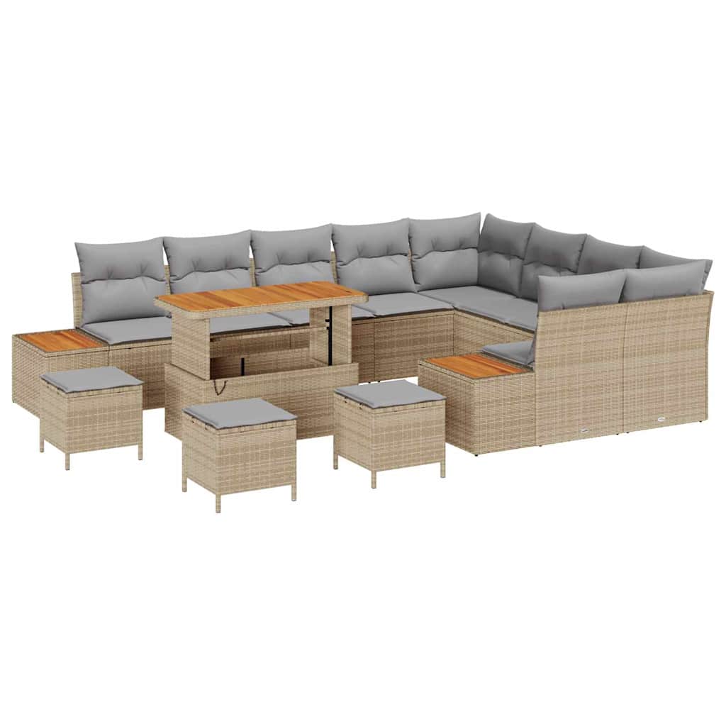 Gartensofa-set 13 pcs Beige Poly-Rattan