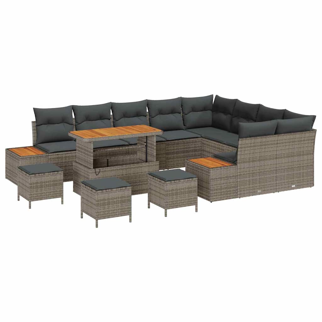 Gartensofa-set 13 pcs Grau Poly-Rattan