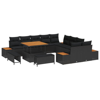 Gartensofa-set 13 pcs Schwarz Poly-Rattan