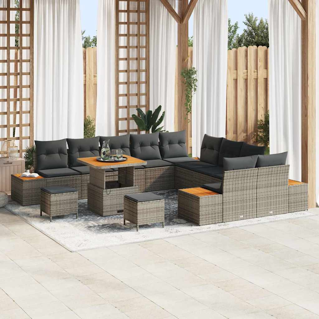 Gartensofa-set 13 pcs Grau Poly-Rattan