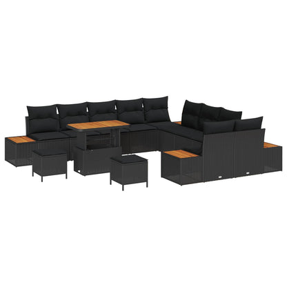 Gartensofa-set 13 pcs Schwarz Poly-Rattan