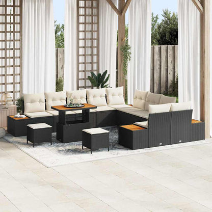Gartensofa-set 13 pcs Schwarz Poly-Rattan
