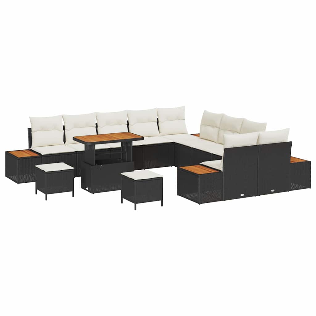Gartensofa-set 13 pcs Schwarz Poly-Rattan