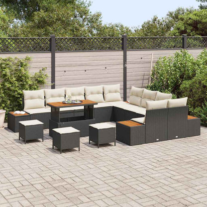 Gartensofa-set 14 pcs Schwarz Poly-Rattan