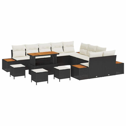 Gartensofa-set 14 pcs Schwarz Poly-Rattan