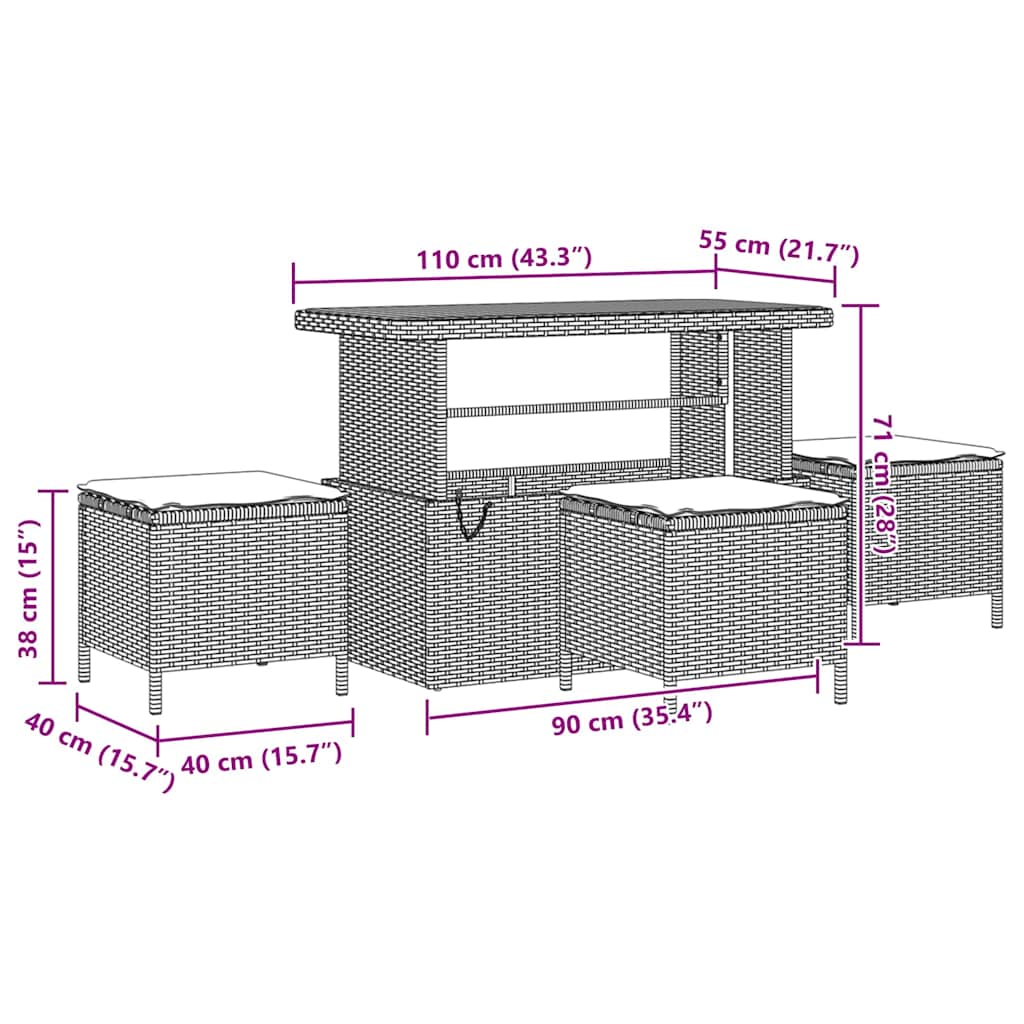 Gartensofa-set 14 pcs Schwarz Poly-Rattan