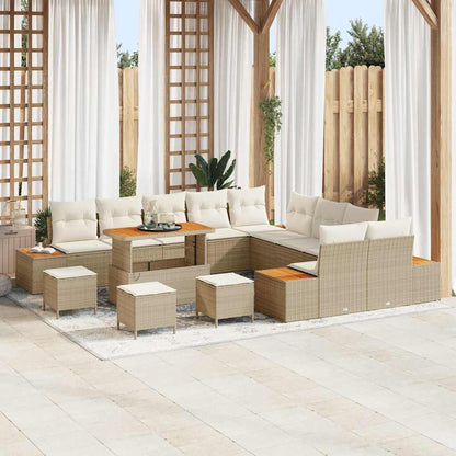 Gartensofa-set 14 pcs Beige Poly-Rattan