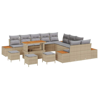 Gartensofa-set 14 pcs Beige Poly-Rattan