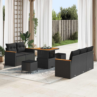 Gartensofa-set 8 pcs Schwarz Poly-Rattan