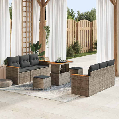 Gartensofa-set 9 pcs Grau Poly-Rattan