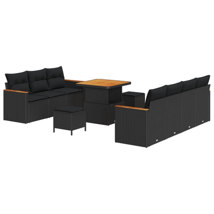Gartensofa-set 10 pcs Schwarz Poly-Rattan