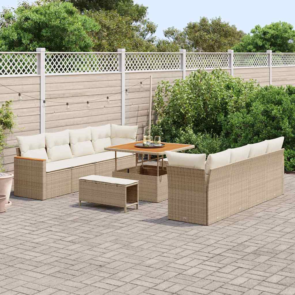 Gartensofa-set 11 pcs Beige Poly-Rattan