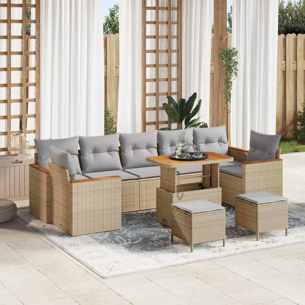 Gartensofa-set 10 pcs Beige Poly-Rattan