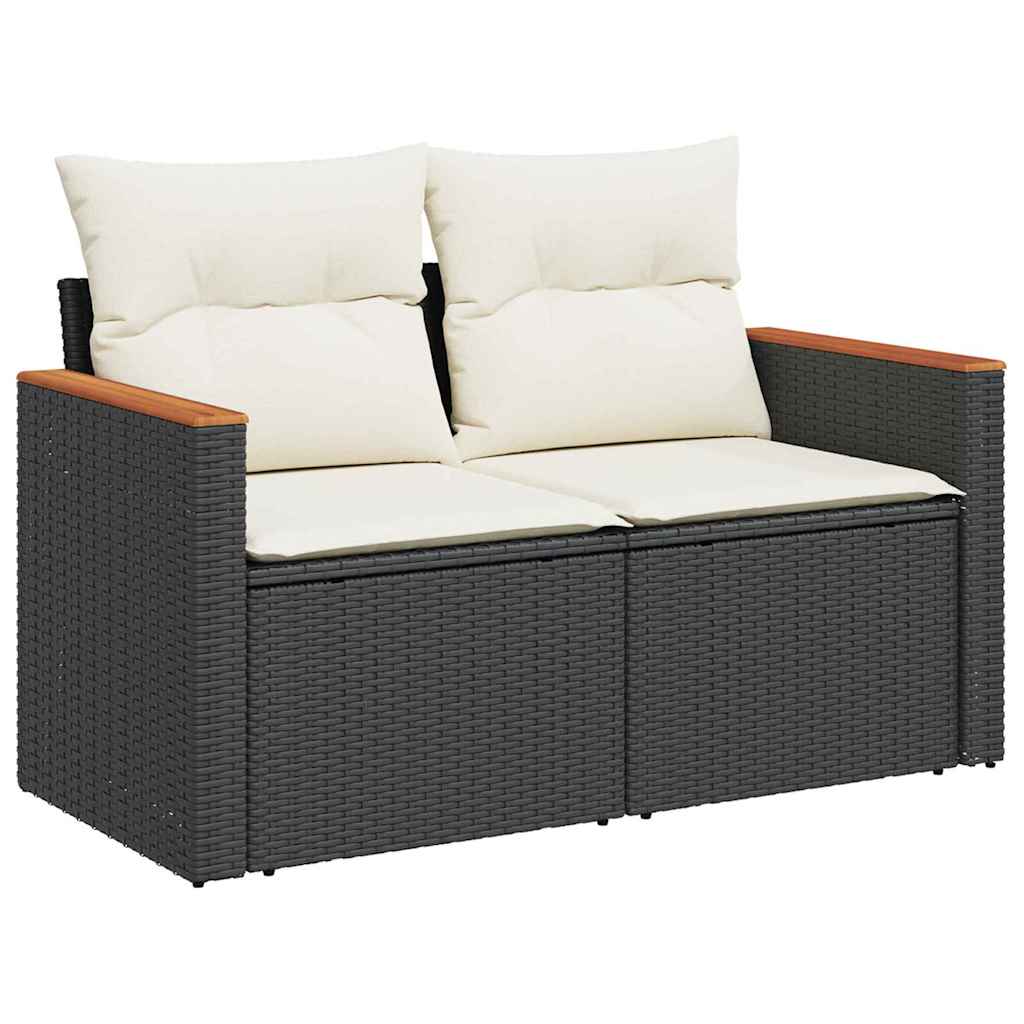 Gartensofa-set 8 pcs Schwarz Poly-Rattan