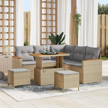Gartensofa-set 8 pcs Beige Poly-Rattan