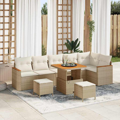 Gartensofa-set 9 pcs Beige Poly-Rattan