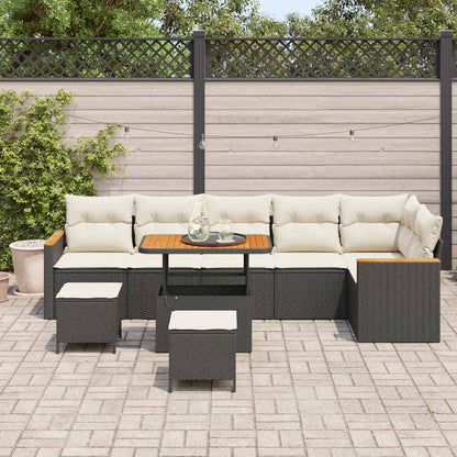 Gartensofa-set 9 pcs Schwarz Poly-Rattan