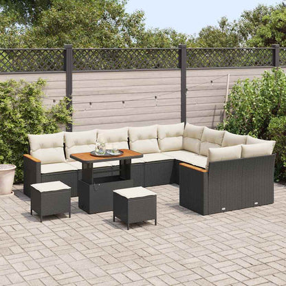 Gartensofa-set 12 pcs Schwarz Poly-Rattan