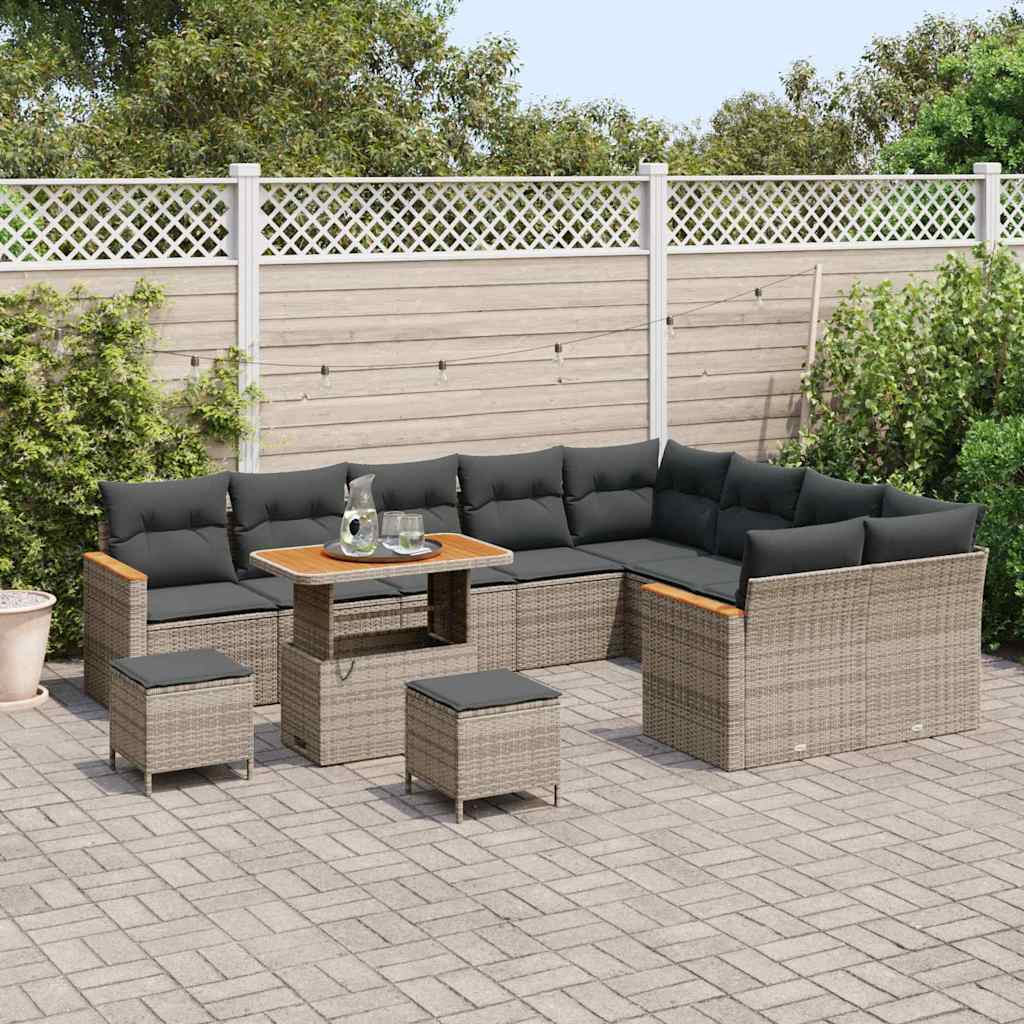 Gartensofa-set 12 pcs Grau Poly-Rattan