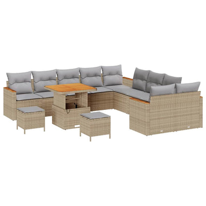 Gartensofa-set 13 pcs Beige Poly-Rattan