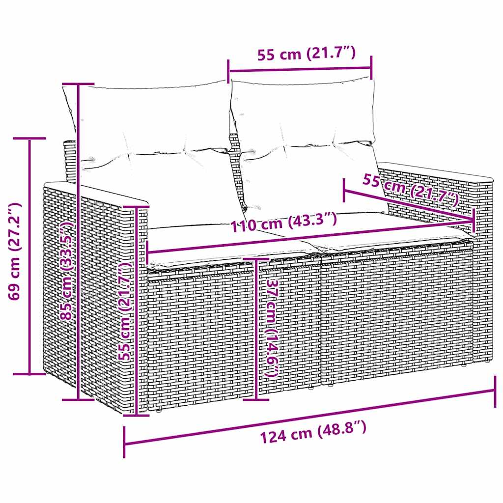 Gartensofa-set 13 pcs Beige Poly-Rattan