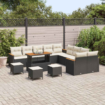 Gartensofa-set 14 pcs Schwarz Poly-Rattan
