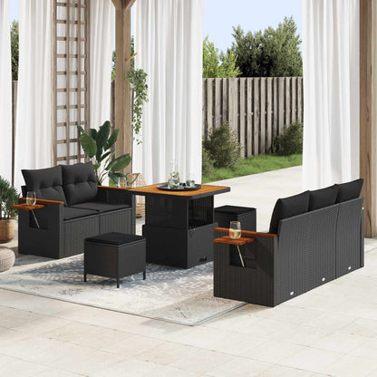 Gartensofa-set mit Kissen 8 pcs Schwarz