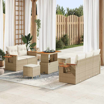 Gartensofa-set mit Kissen 8 pcs Beige und Creme