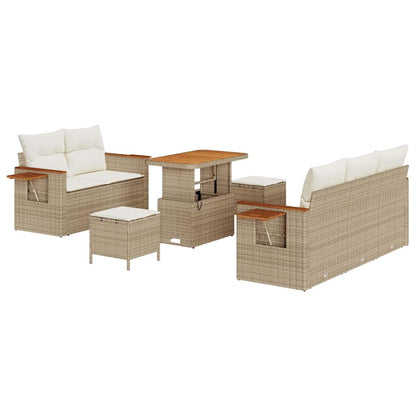 Gartensofa-set mit Kissen 8 pcs Beige und Creme