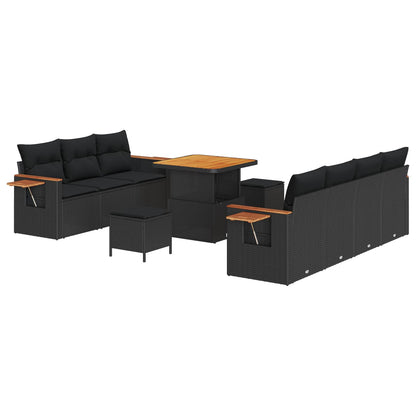 Gartensofa-set mit Kissen 10 pcs Schwarz