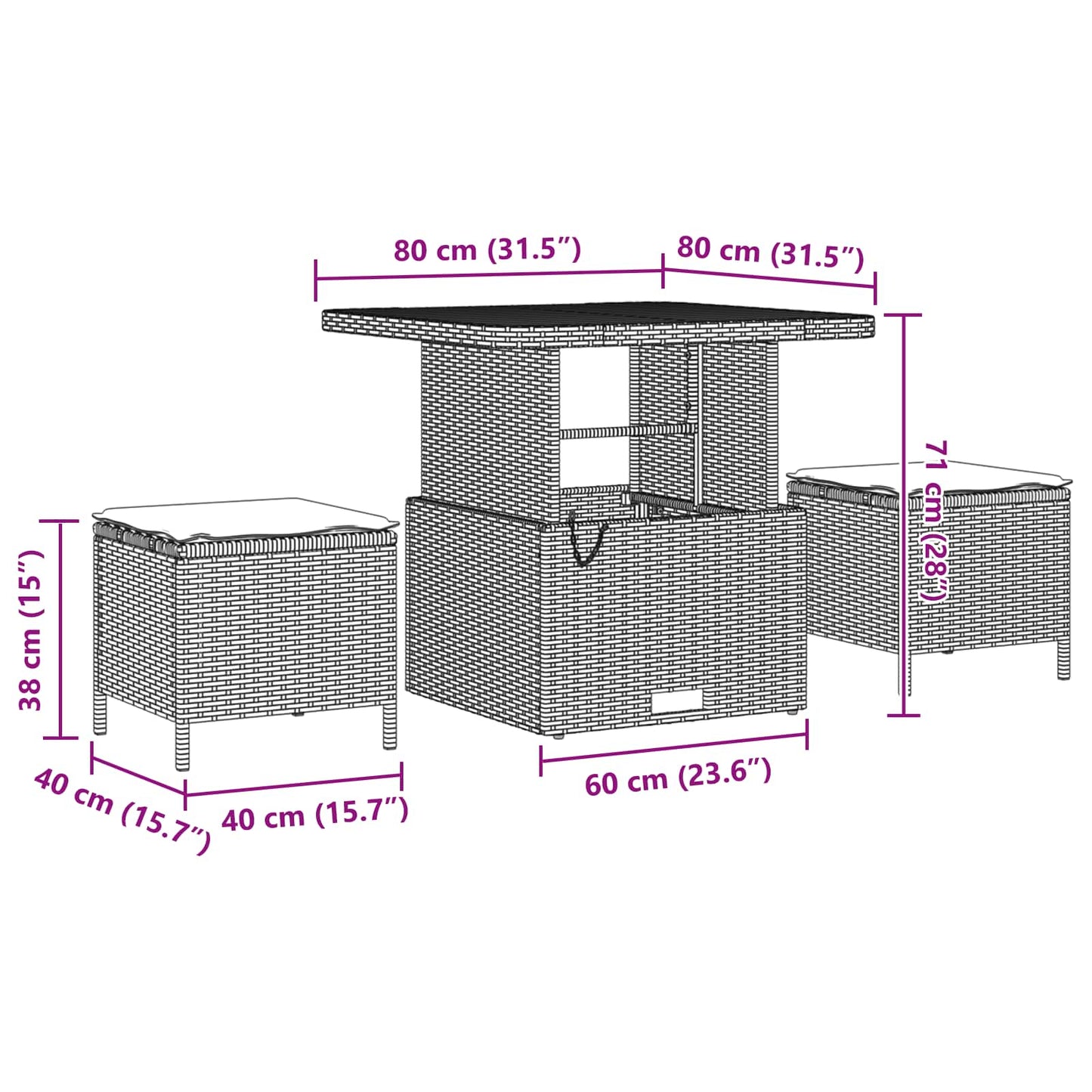 Gartensofa-set mit Kissen 10 pcs Schwarz
