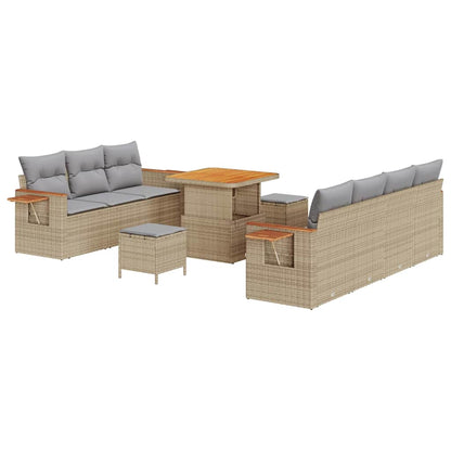 Gartensofa-set mit Kissen 10 pcs Beige und Hellgrau