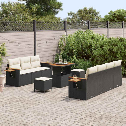 Gartensofa-set mit Kissen 10 pcs Schwarz und Creme