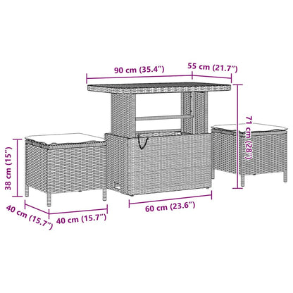 Gartensofa-set mit Kissen 11 pcs Schwarz und Creme