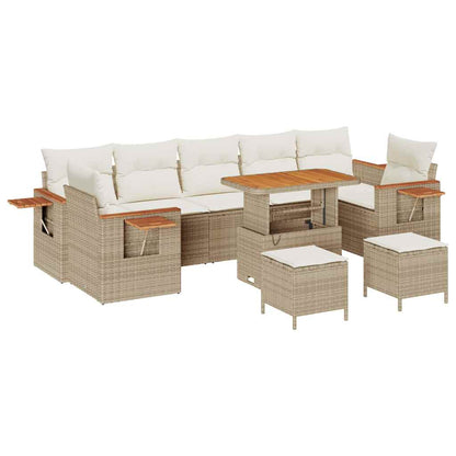 Gartensofa-set mit Kissen 10 pcs Beige und Creme