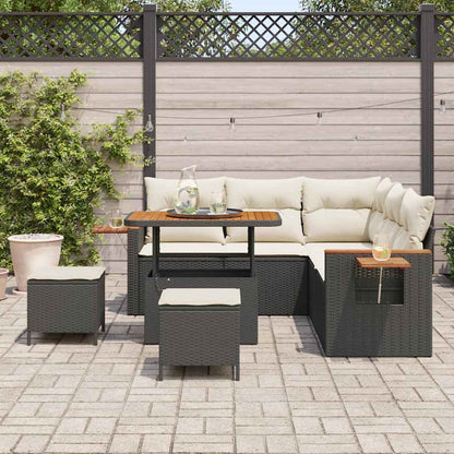 Gartensofa-set mit Kissen 8 pcs Schwarz und Creme