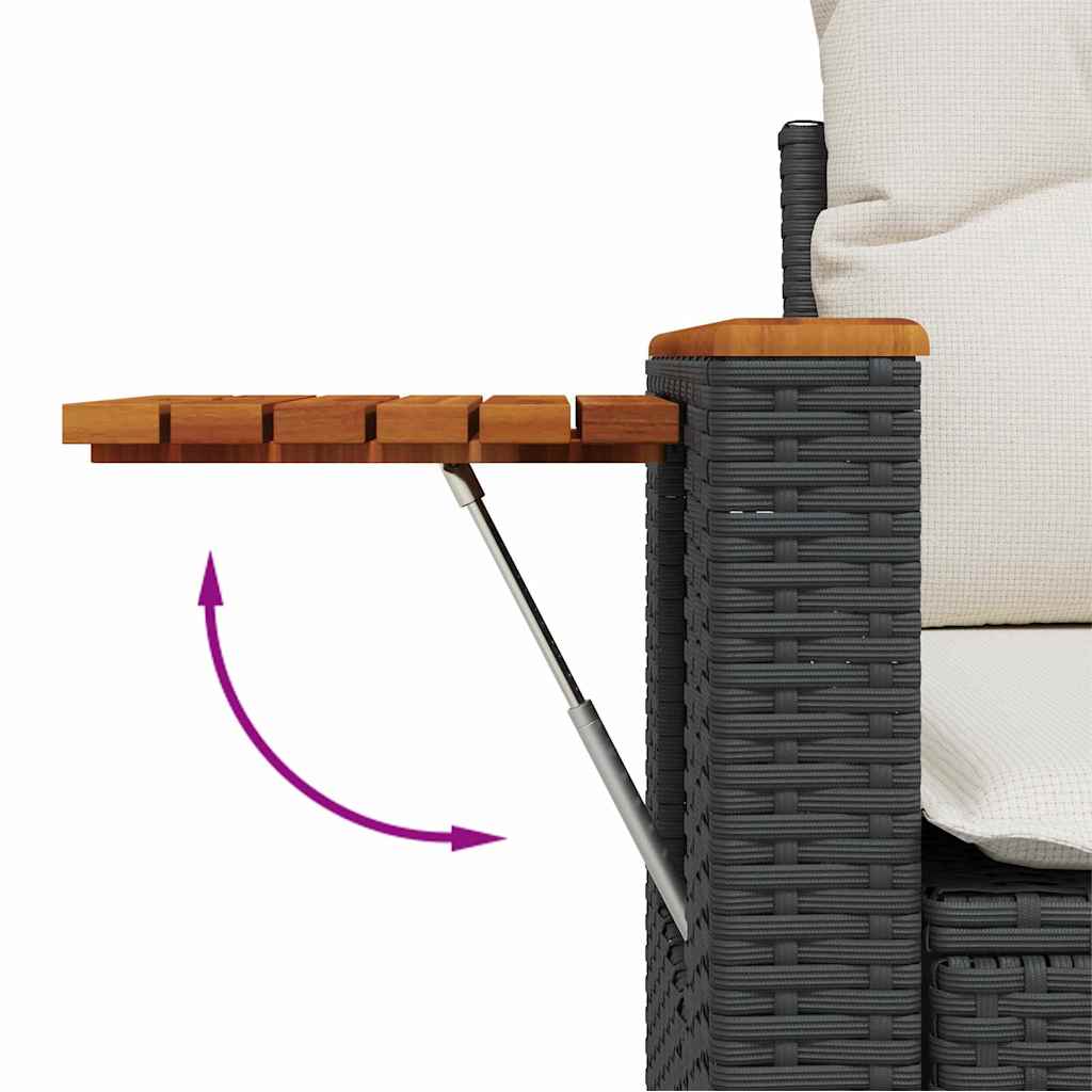 Gartensofa-set mit Kissen 8 pcs Schwarz und Creme
