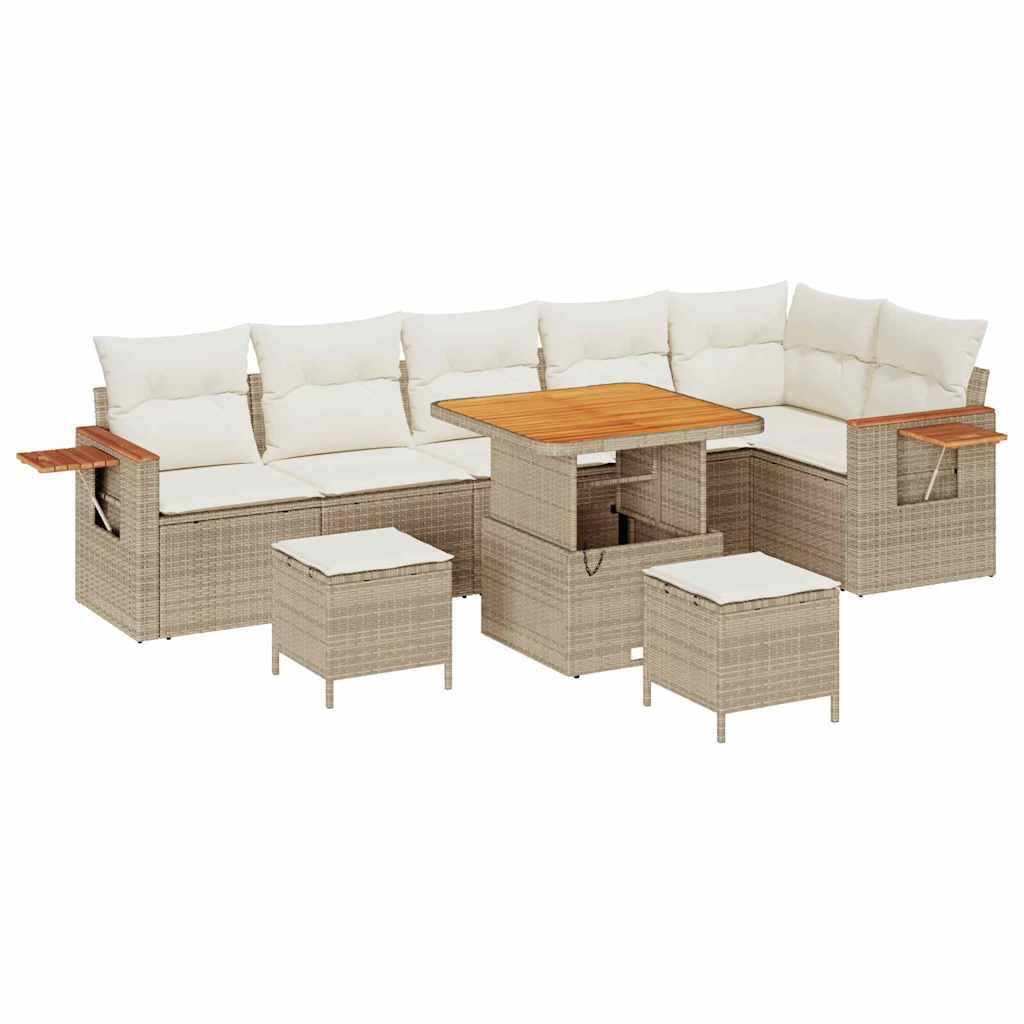 Gartensofa-set mit Kissen 9 pcs Beige und Creme