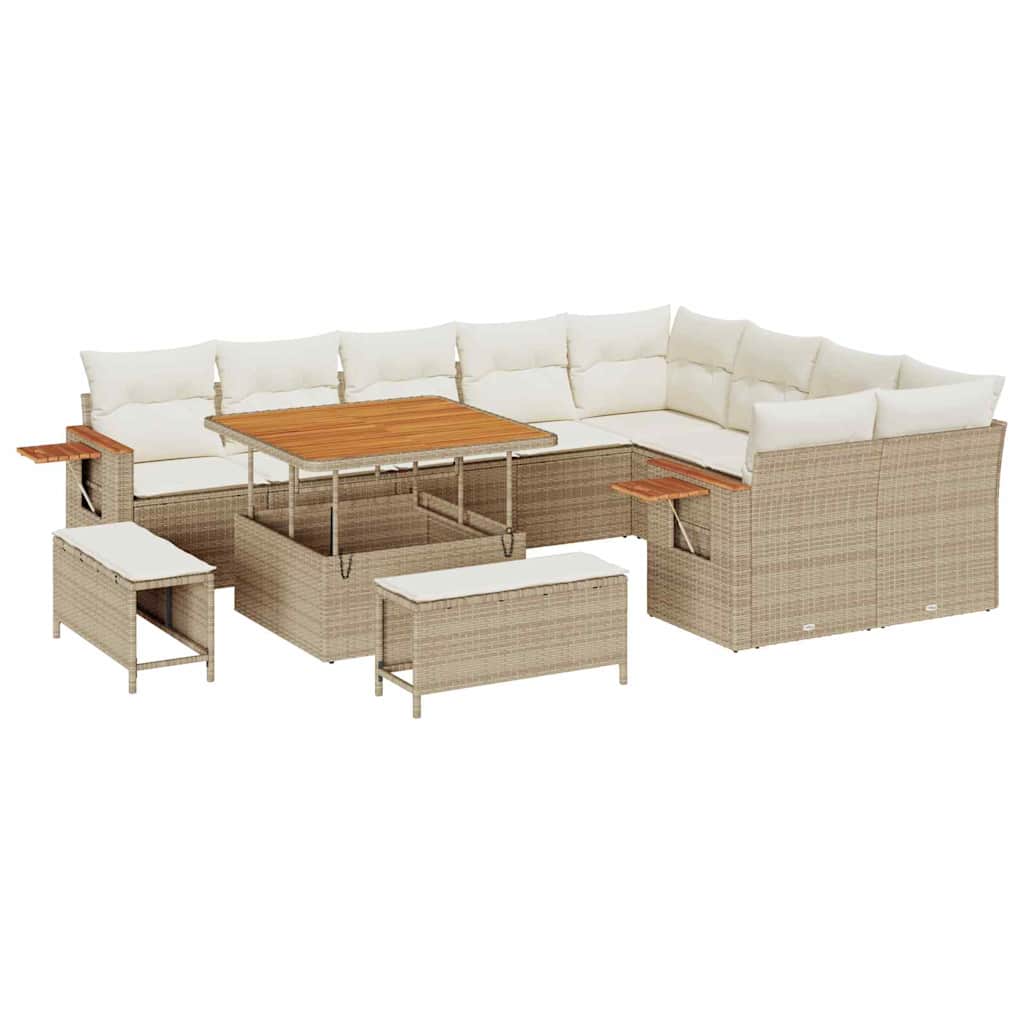 Gartensofa-set mit Kissen 12 pcs Beige und Creme