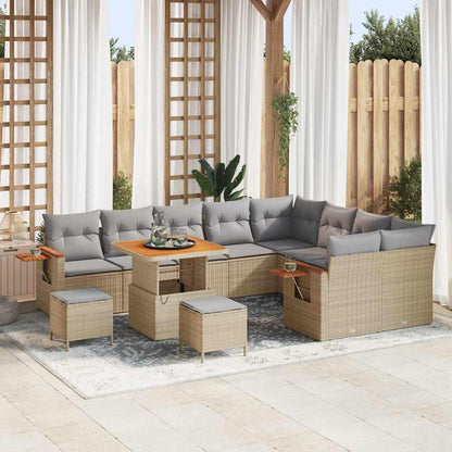 Gartensofa-set mit Kissen 12 pcs Beige und Hellgrau