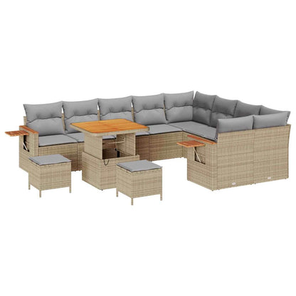 Gartensofa-set mit Kissen 12 pcs Beige und Hellgrau