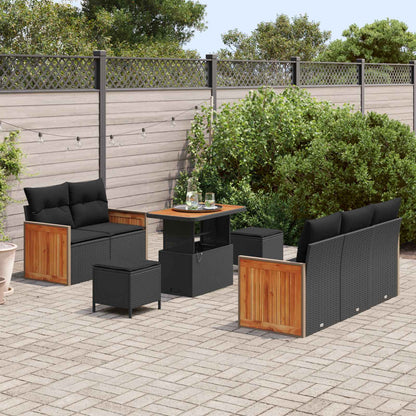 Gartensofa-set mit Kissen 8 pcs Schwarz