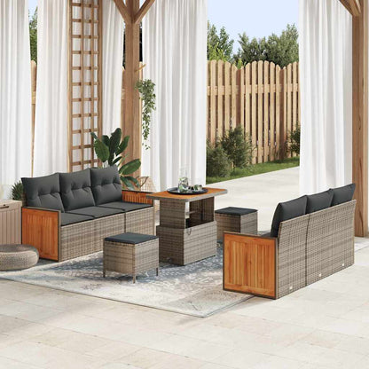 Gartensofa-set mit Kissen 9 pcs Grau