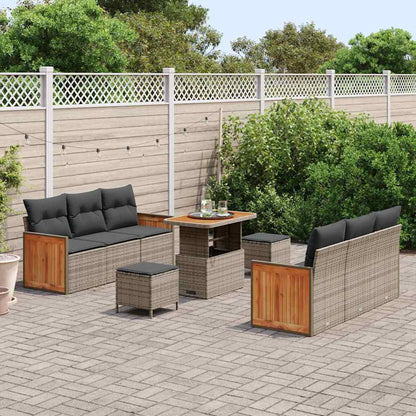 Gartensofa-set mit Kissen 9 pcs Grau